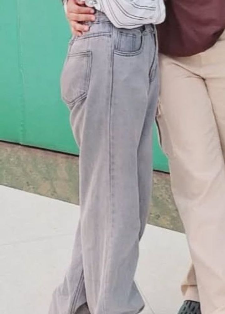 Gray Wide Leg Jeans