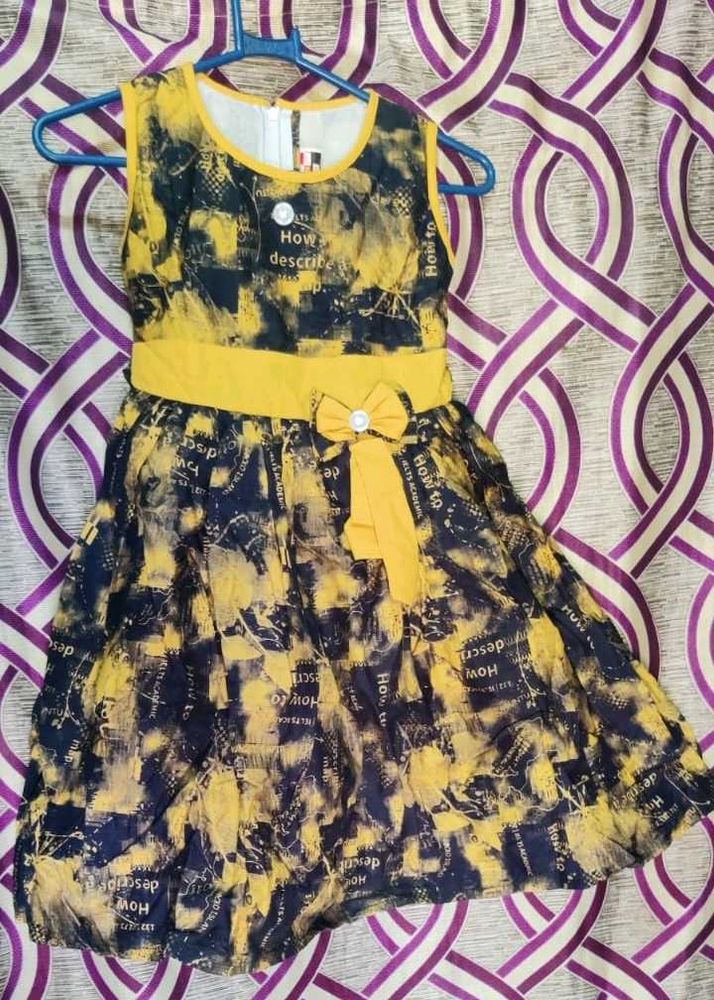Girls&#39; Yellow &amp; Navy Print Dress