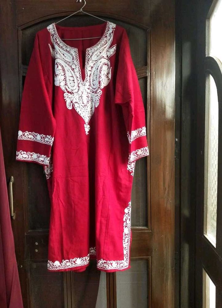 Maroon Embroidered Pheran