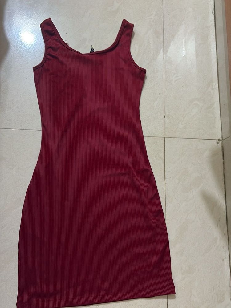 Burgundy Bodycon Mini Dress
