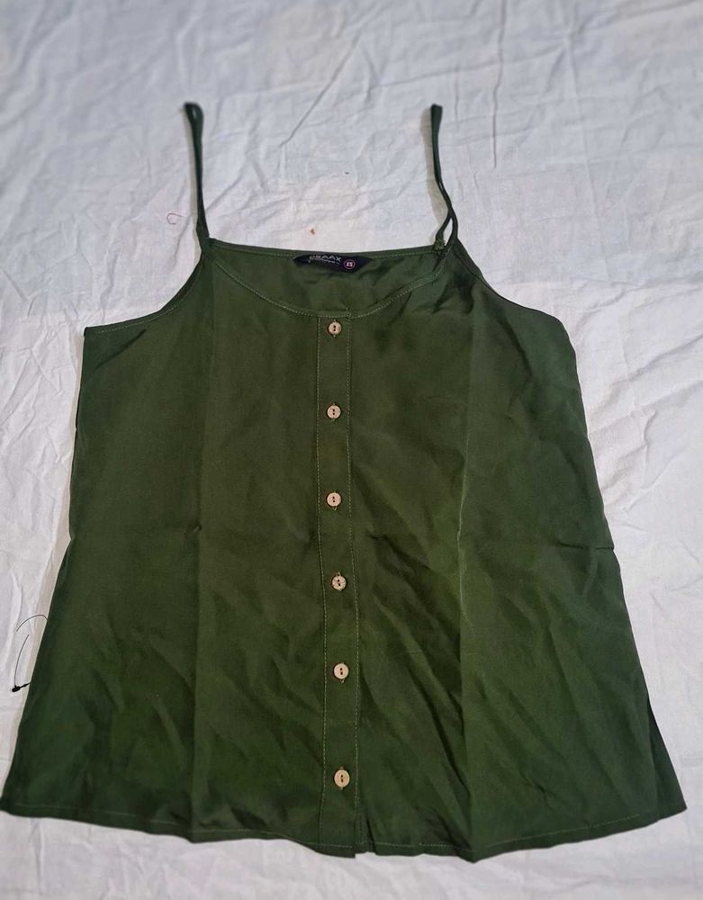 TRENDY STRAPPY SCOOP NECK OLIVE TOP