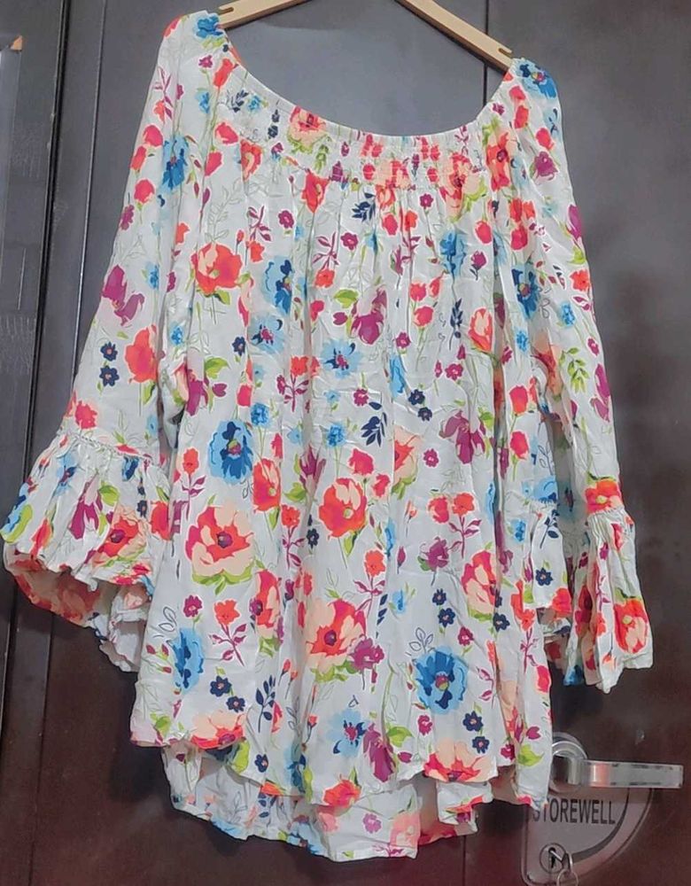 Multi Floral Print Top For 56 Bust