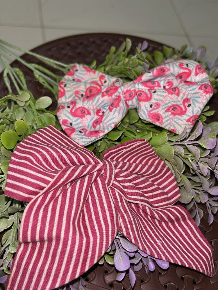 Handmade Bow Set - Flamingo &amp; Striped