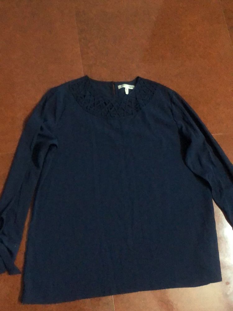 Navy Blue Long Sleeve Blouse/top