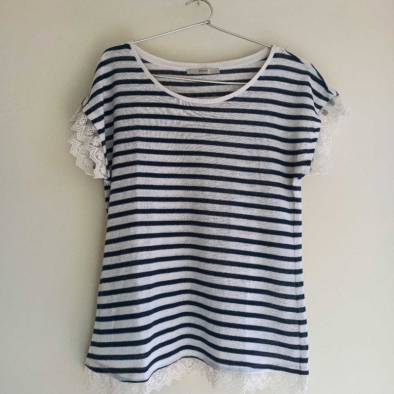 Stripes Top With Lacy Borders