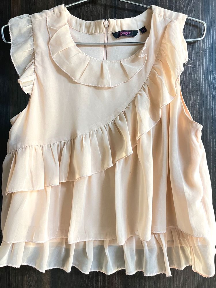 Ginger Ruffle Trim Sleeveless Blouse