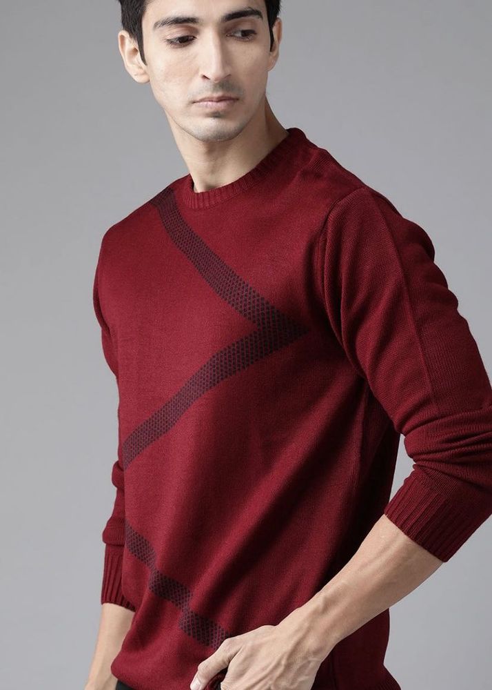 Roadster Men Maroon Self Design