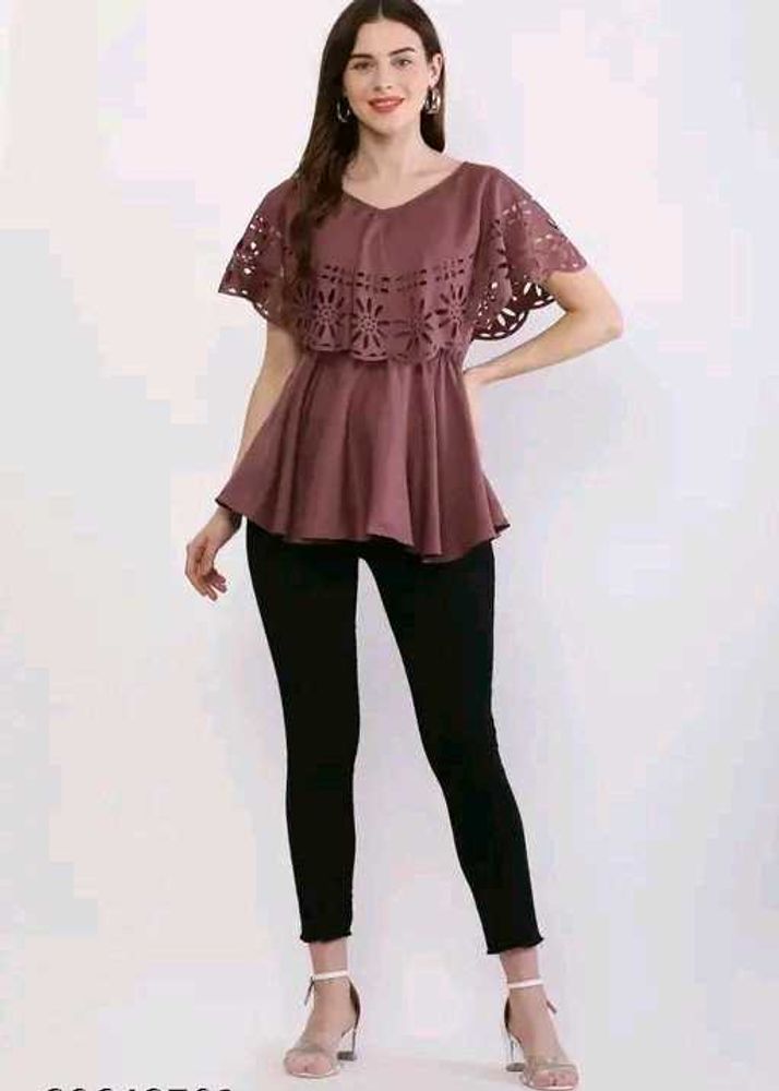 Cut Work Fashionable Trendy Falared Top