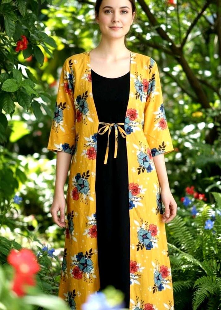 Floral Print Open Front Jacket