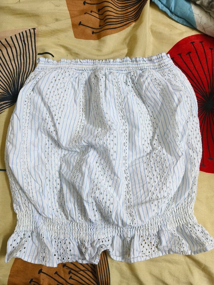 White Off Shoulder Crop Top