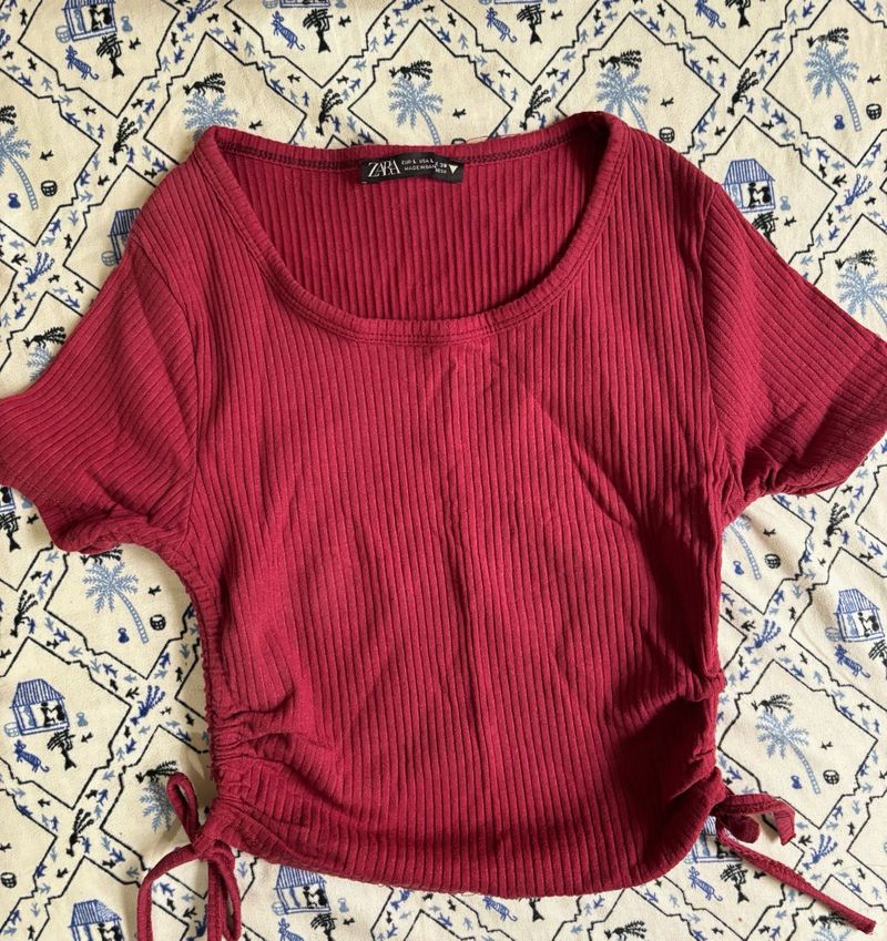 Ribbed Red Tee
