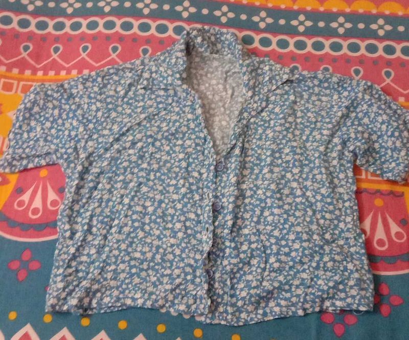 Floral Print Short Sleeve Button-Down