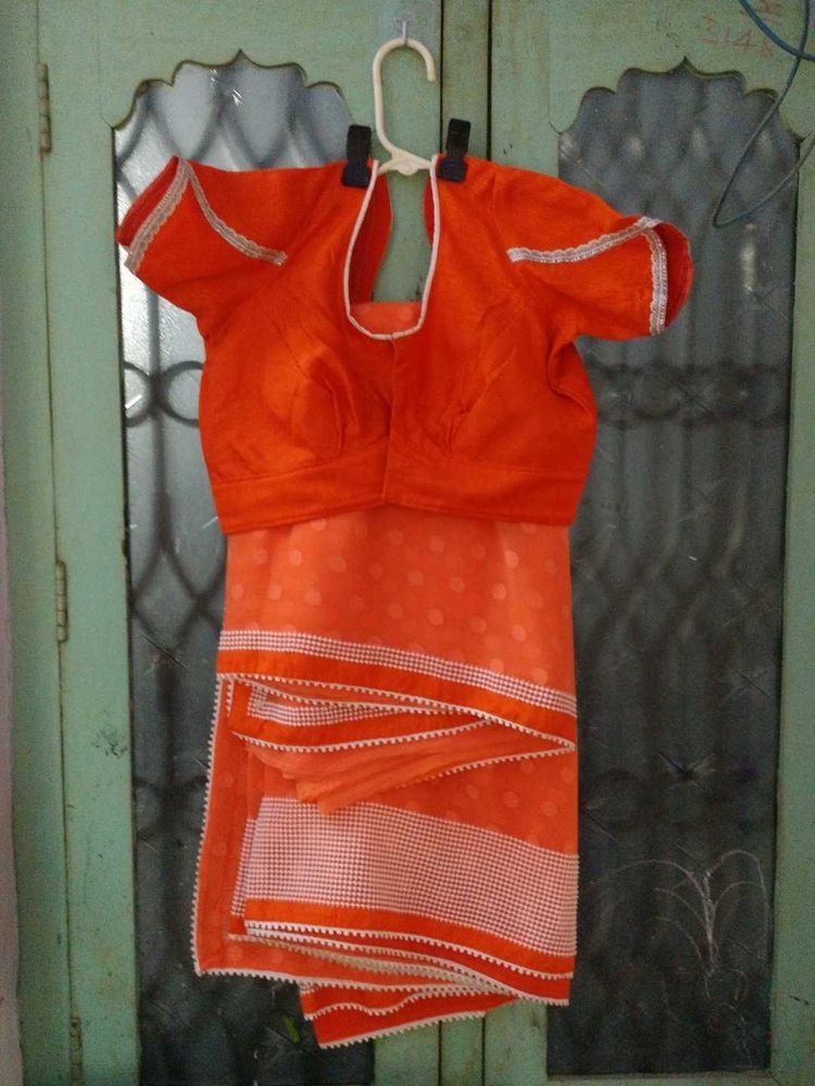 Orange Saree with Blouse