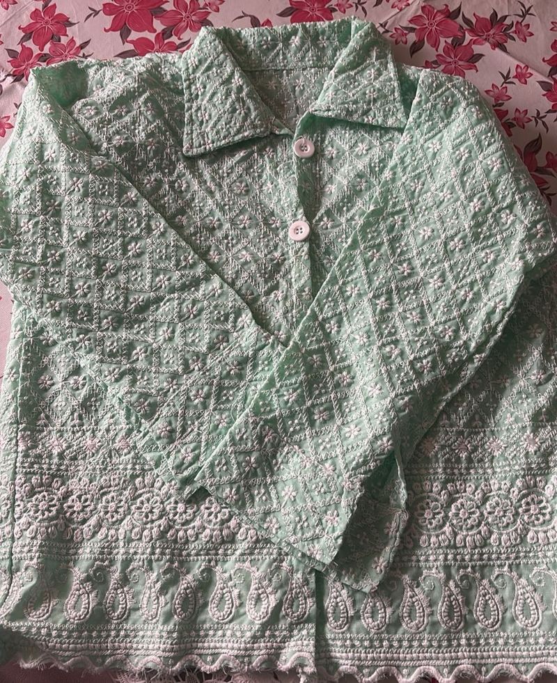Embroidered Mint Green Shirt