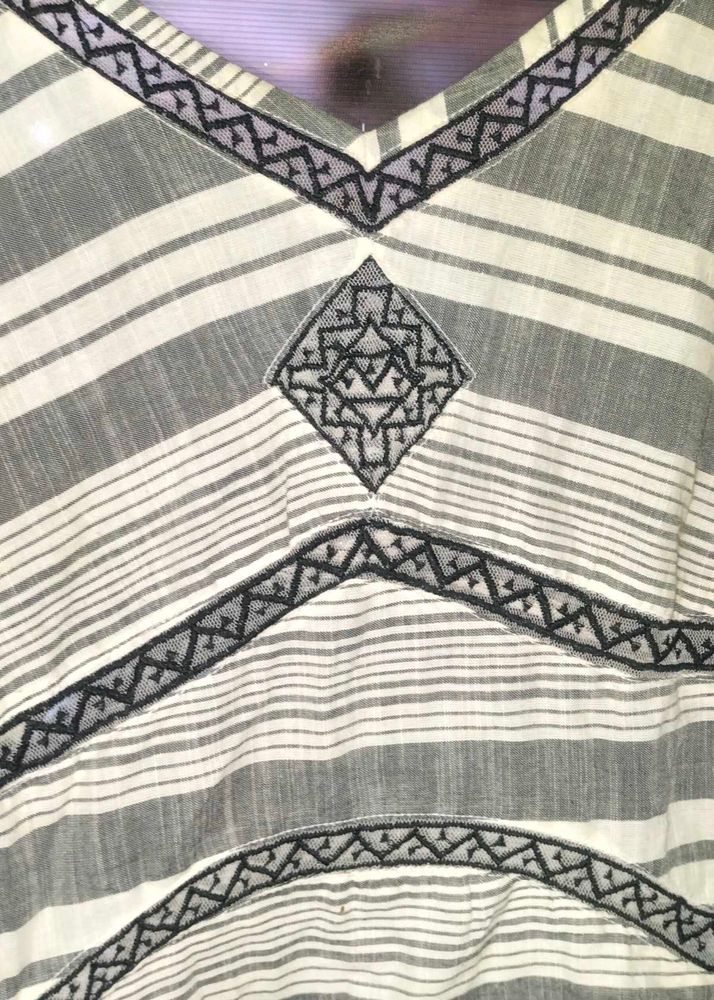 Striped Embroidered Top