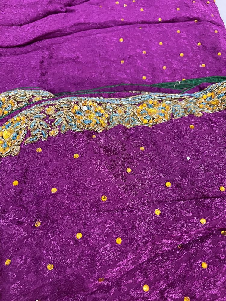 Beads &amp; Stones Work Saree