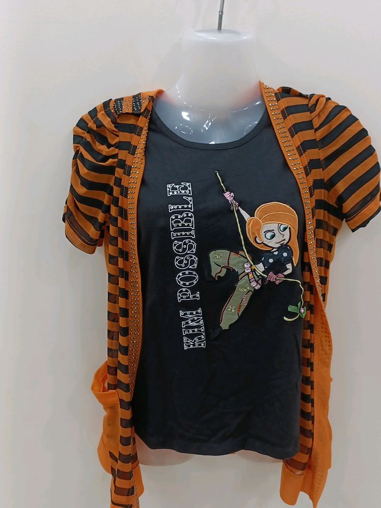 Girls Tshirt And Shrug