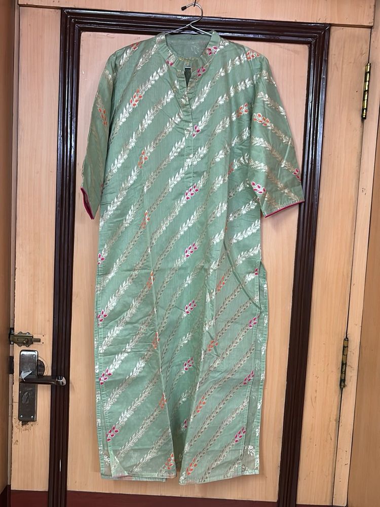 Festive Chanderi Green Kurta