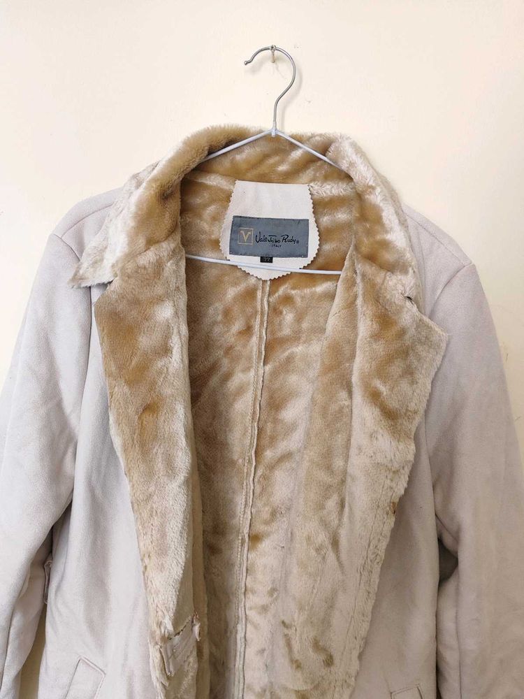 Faux Fur Trim Long Coat