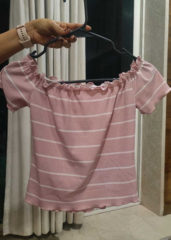 Pretty pink and white striped top
