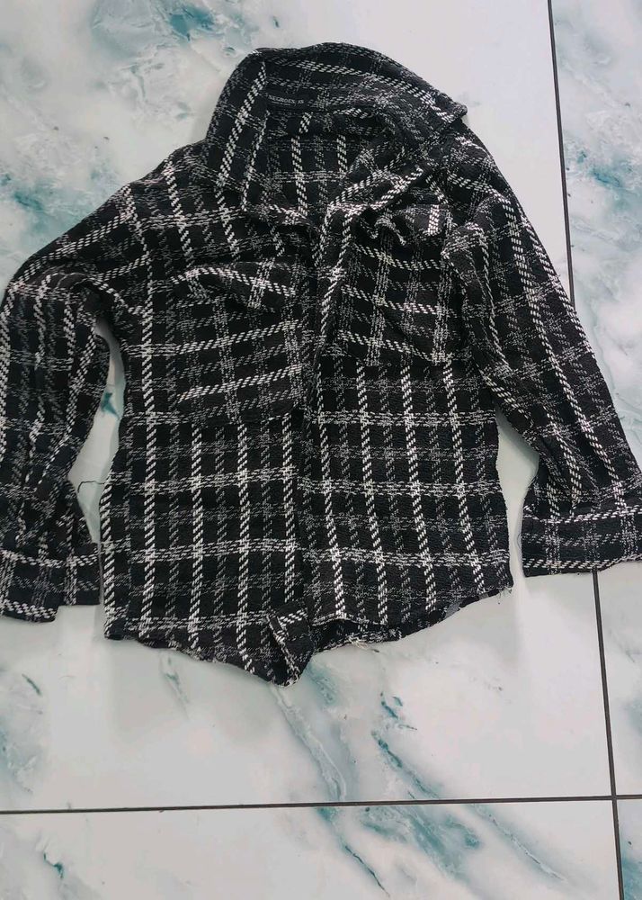 Checked Black &amp; White Shirt ( XS size )