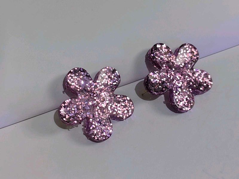 Glitter Flower Stud Earrings