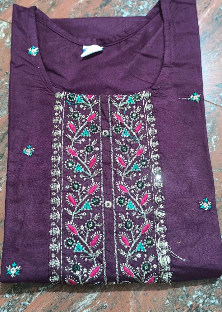 Embroidered Purple Kurti Size Xl