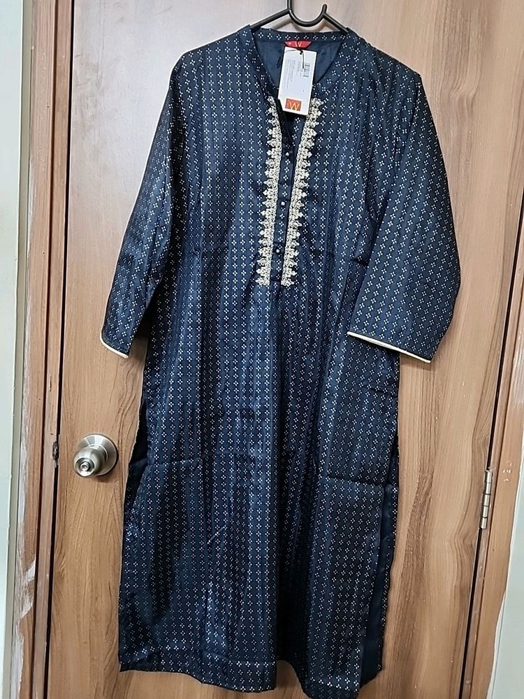 W Navy Blue Ethnic Kurti