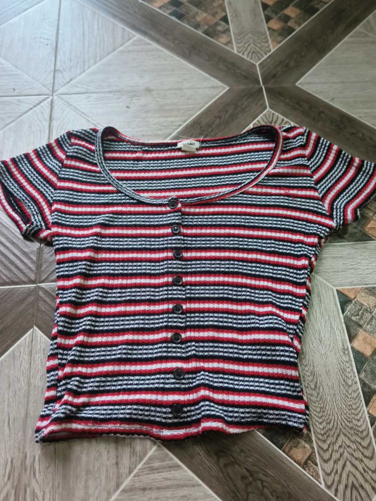 Striped Button-Up Top