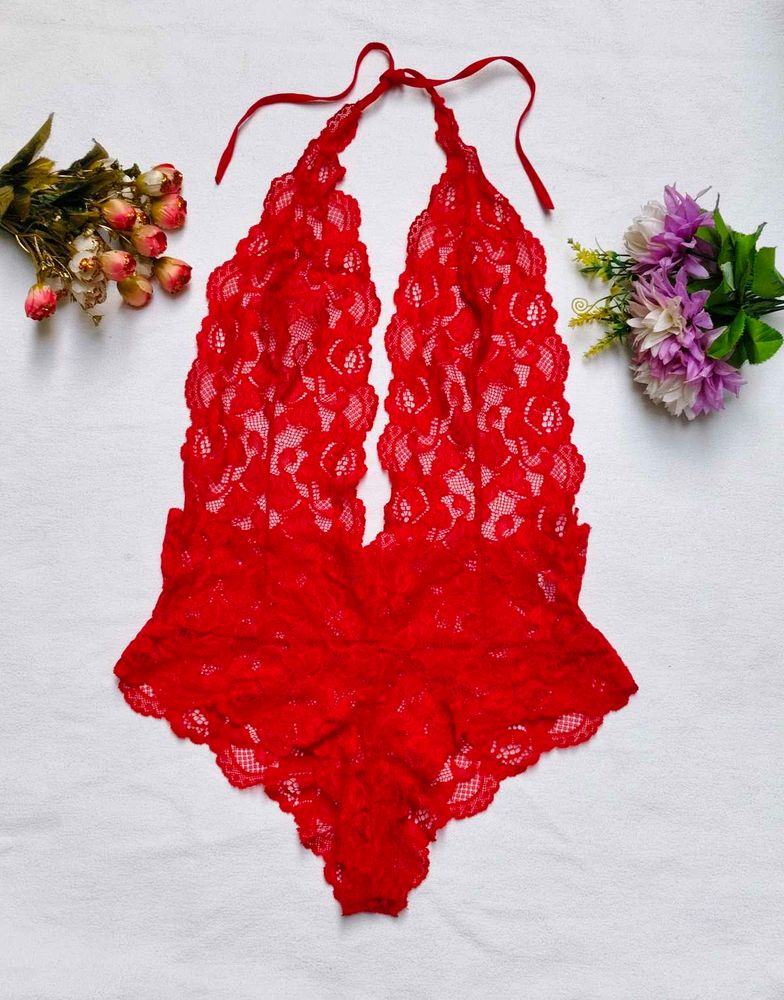 Red Backless Bodysuit