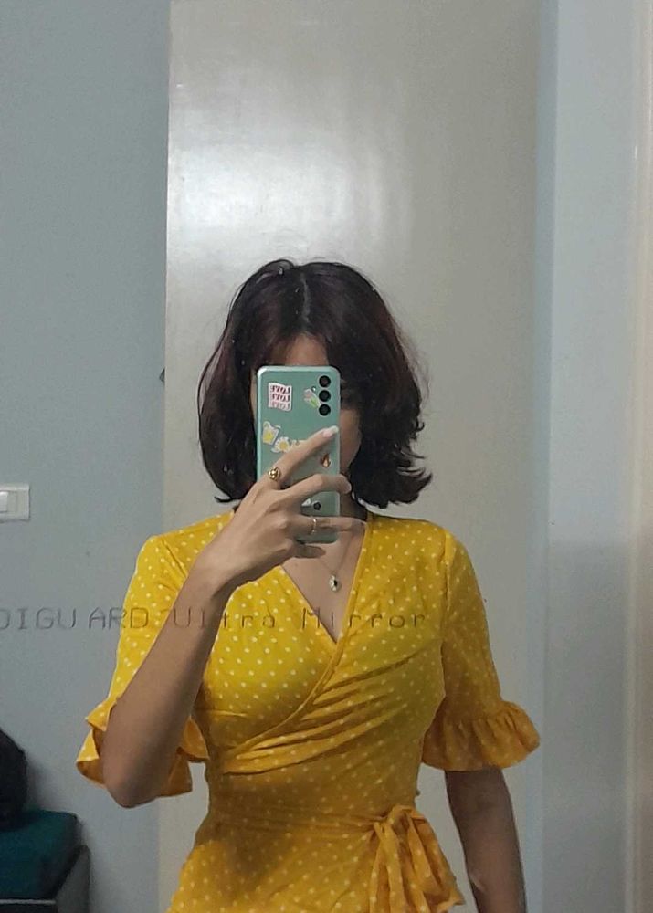 Yellow Polka Dot Wrap Top