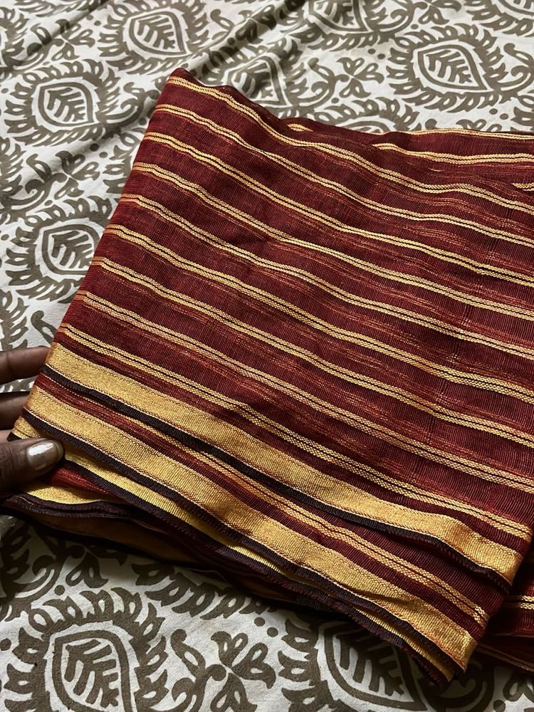 Striped Maroon Saree