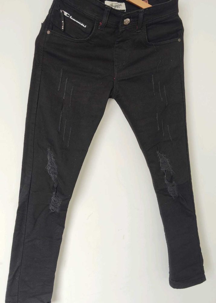 Men Black Distressed Denim Jeans