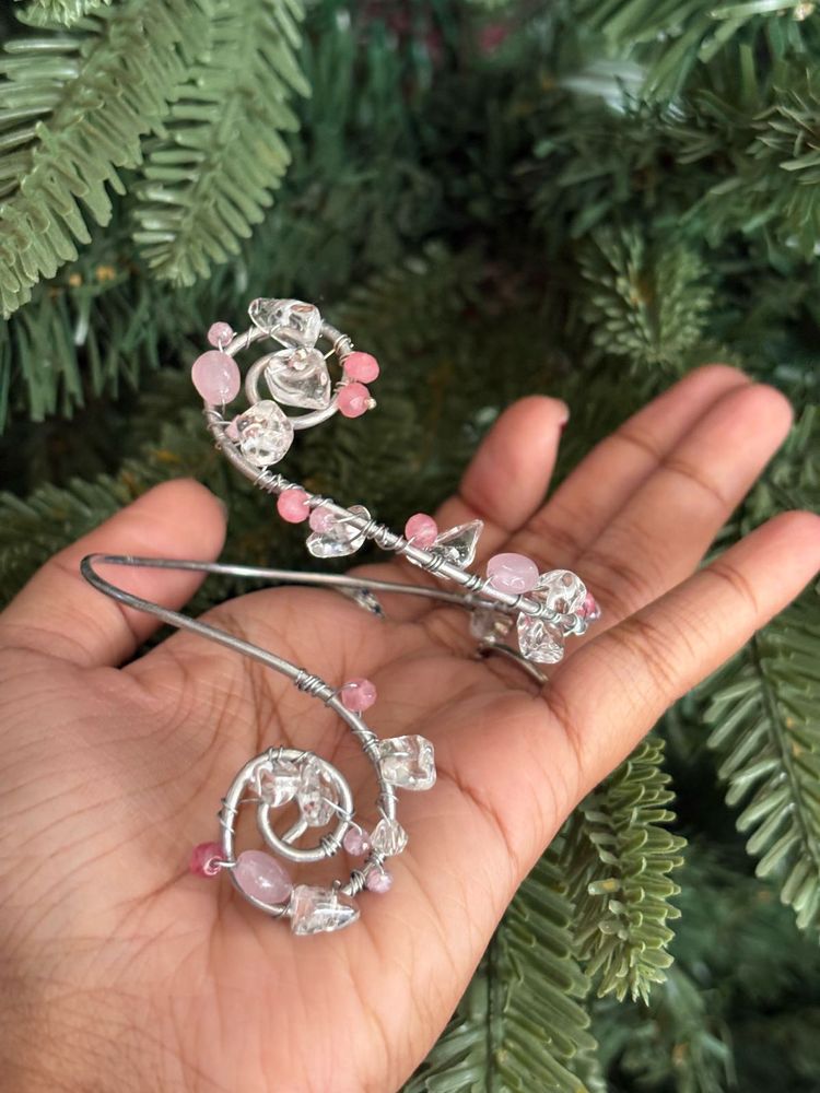 rose quartz and pink onyx arm cuff