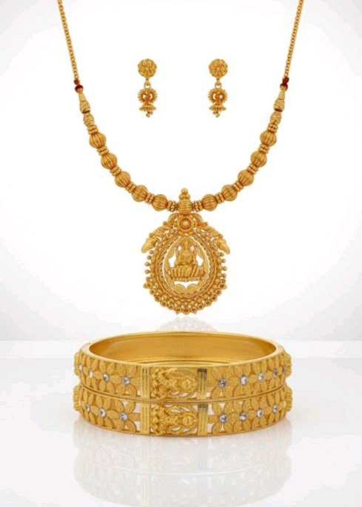 Gold-tone Necklace Set With Earring And Bangle