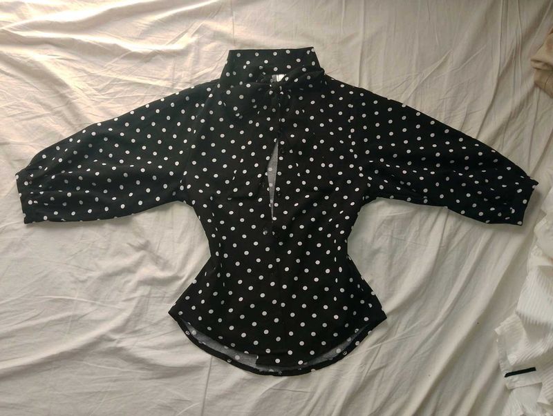 Polka Dot Blouse with Balloon Sleeves
