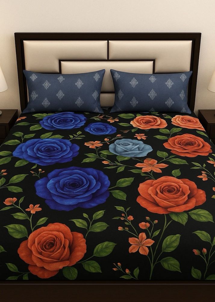 Bold Rose Floral Bedsheet Set with Pillow Covers