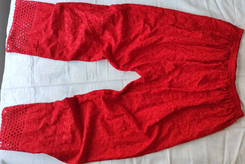 Red Eyelet Palaso Pants