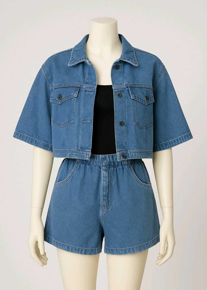 Denim Jacket &amp; Shorts Set