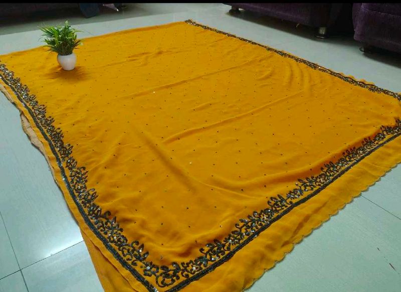 Elegant Coral Colour Sequence Saree