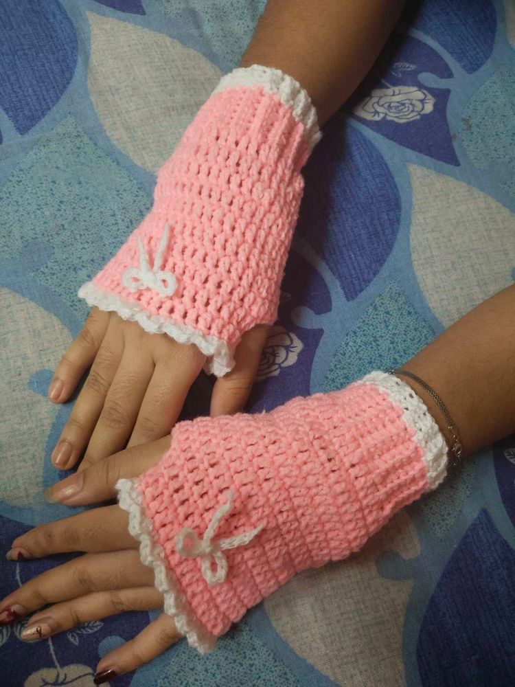 Pink Crochet Wrist Warmers 🩷✨