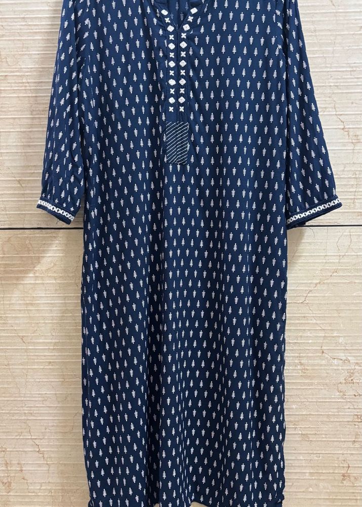 Navy Print Midi Dress