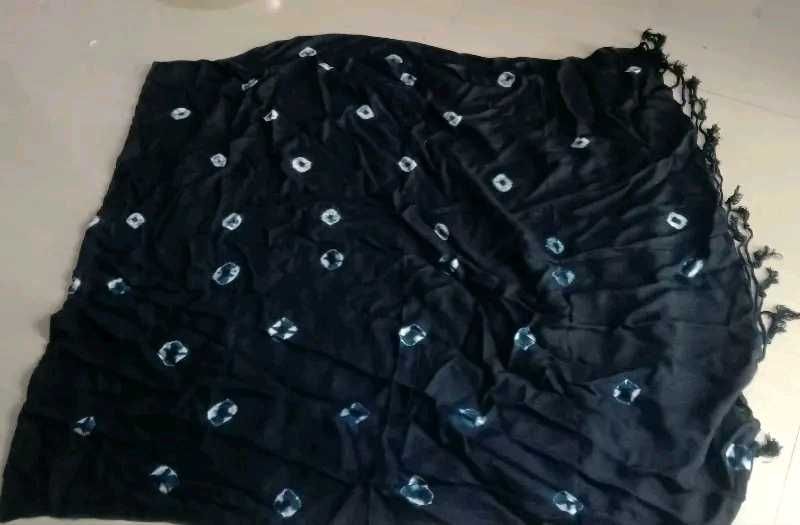 Bandhani Cotton Black Stole