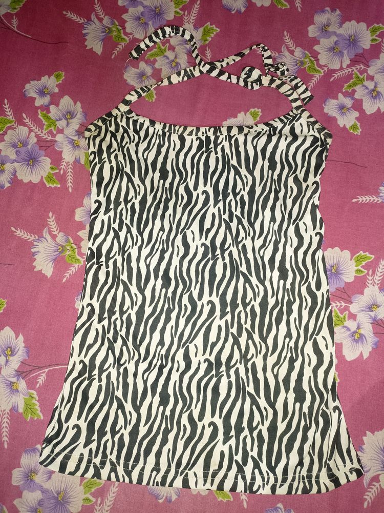 Halterneck Zebra Print Top