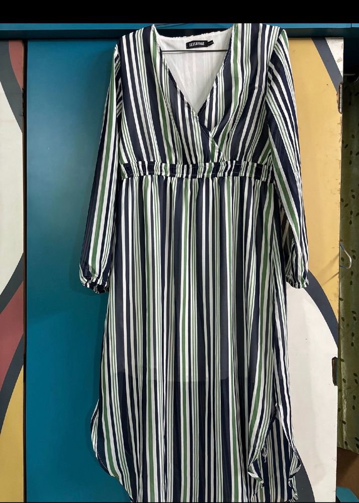 Striped Green And Blue Dress