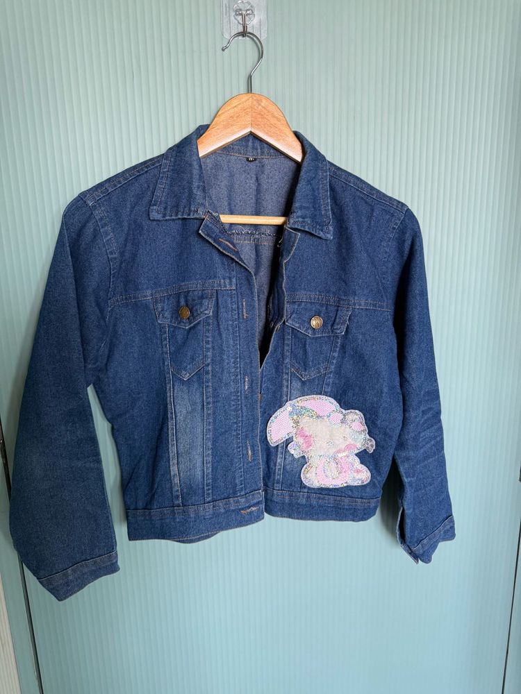 Dark blue Denim Jacket with Patch work for women