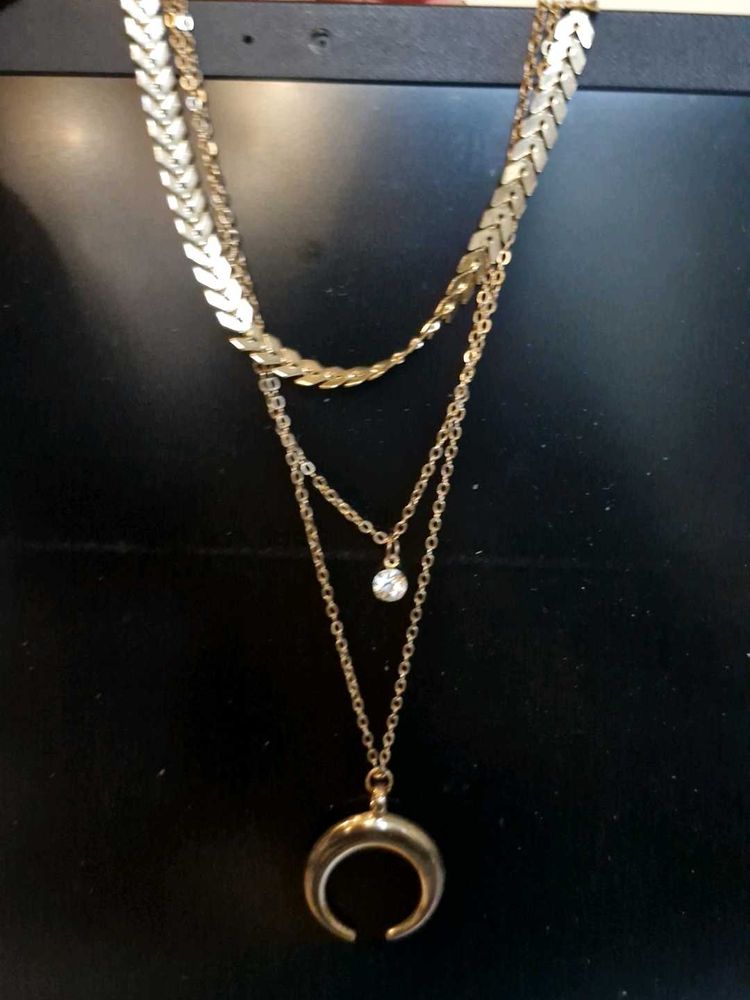 3 Layer Necklace Golden Colour
