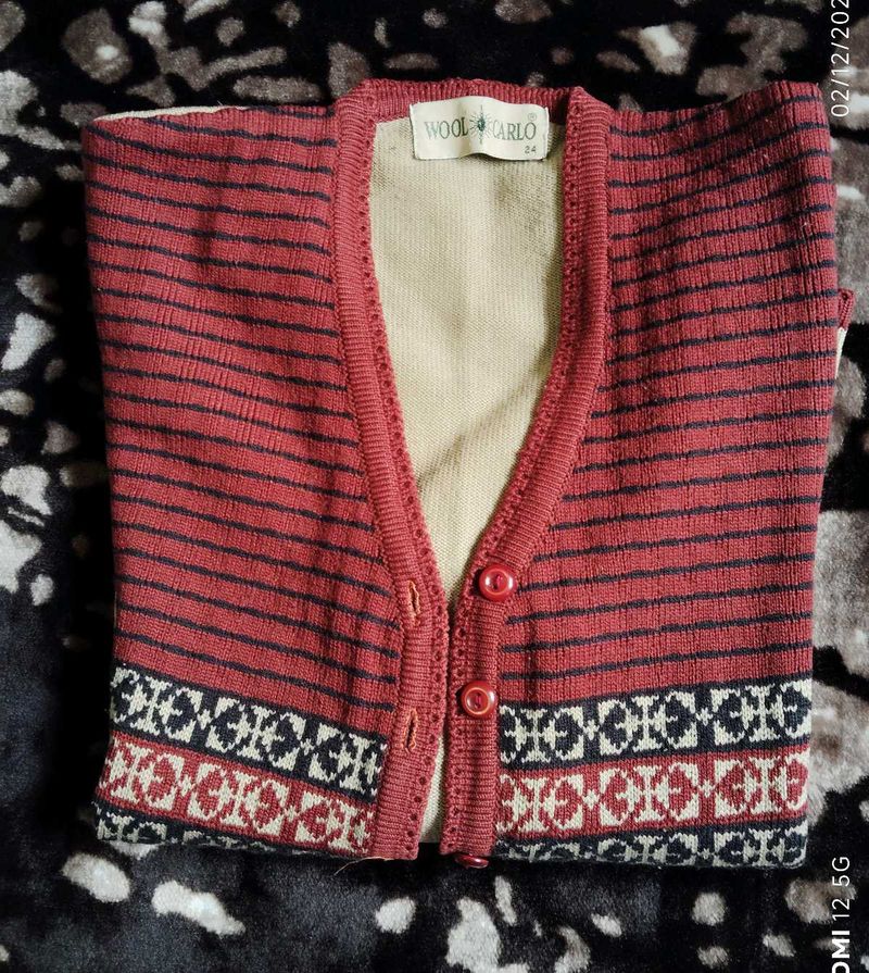 Sweater Cream/ Maroon