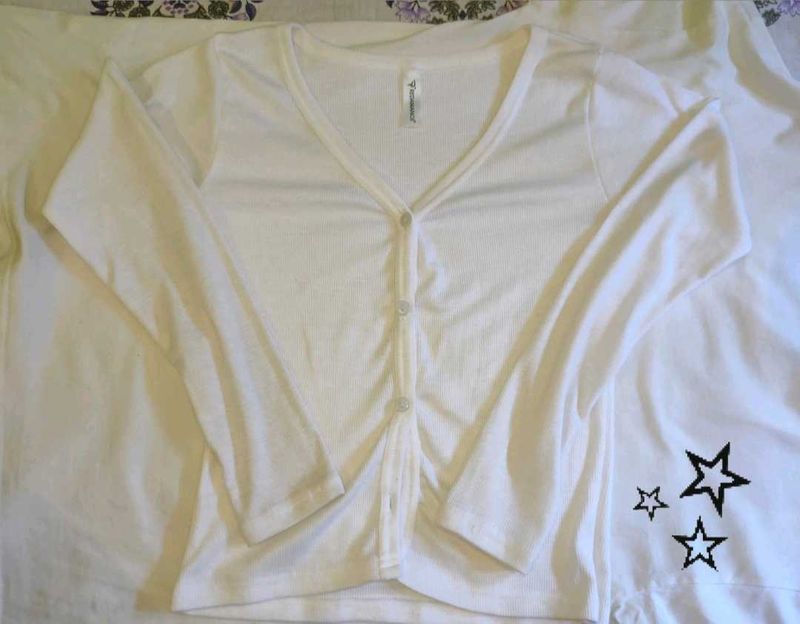 White Button-Down Cardigan