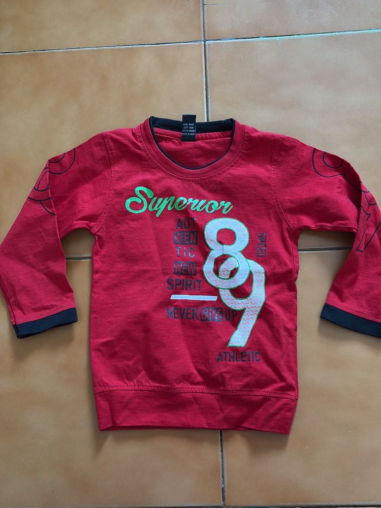 Boys Red Full Sleeves Tshirt